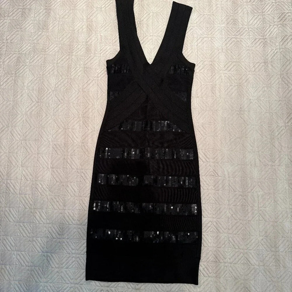 Black Sequence Striped  Dress, French Connection, US 2 - Picture 3 of 5